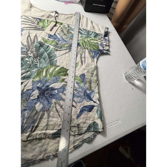NWT Lungo L'arno Made in Italy Linen Tunic Top Floral Colorful 1X - Picture 6 of 8